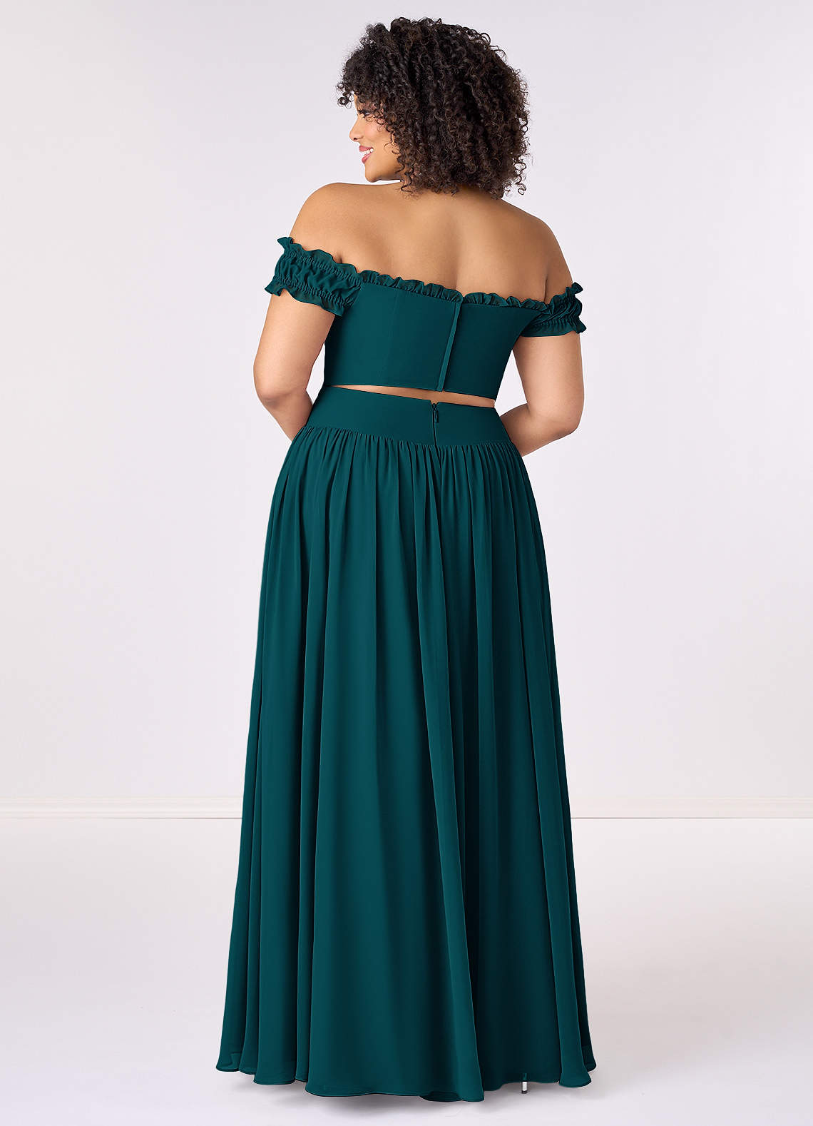 Barbie ♥ Azazie Schlussverkauf Wandelbar A-Linie Schulterfrei Chiffon Kleid Kiefer image8