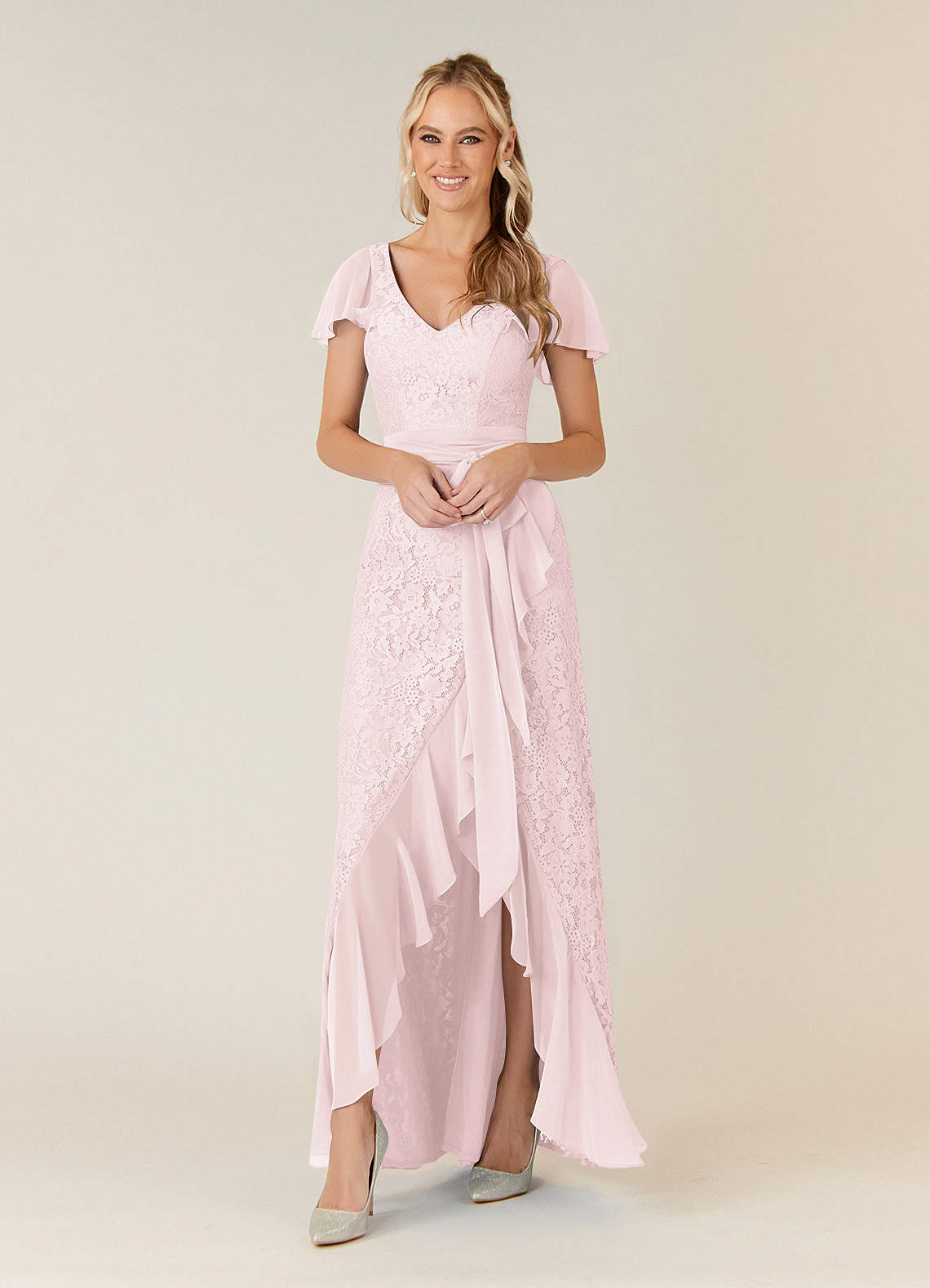 Azazie Knox Abiti per la Madre della Sposa Abito A-Line in Chiffon con Scollo a V Rosa Rossore image1
