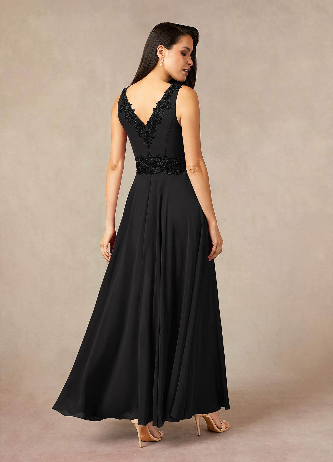 Azazie Devana Mother of the Bride Dresses Black A-Line Sequins Chiffon Dress image3