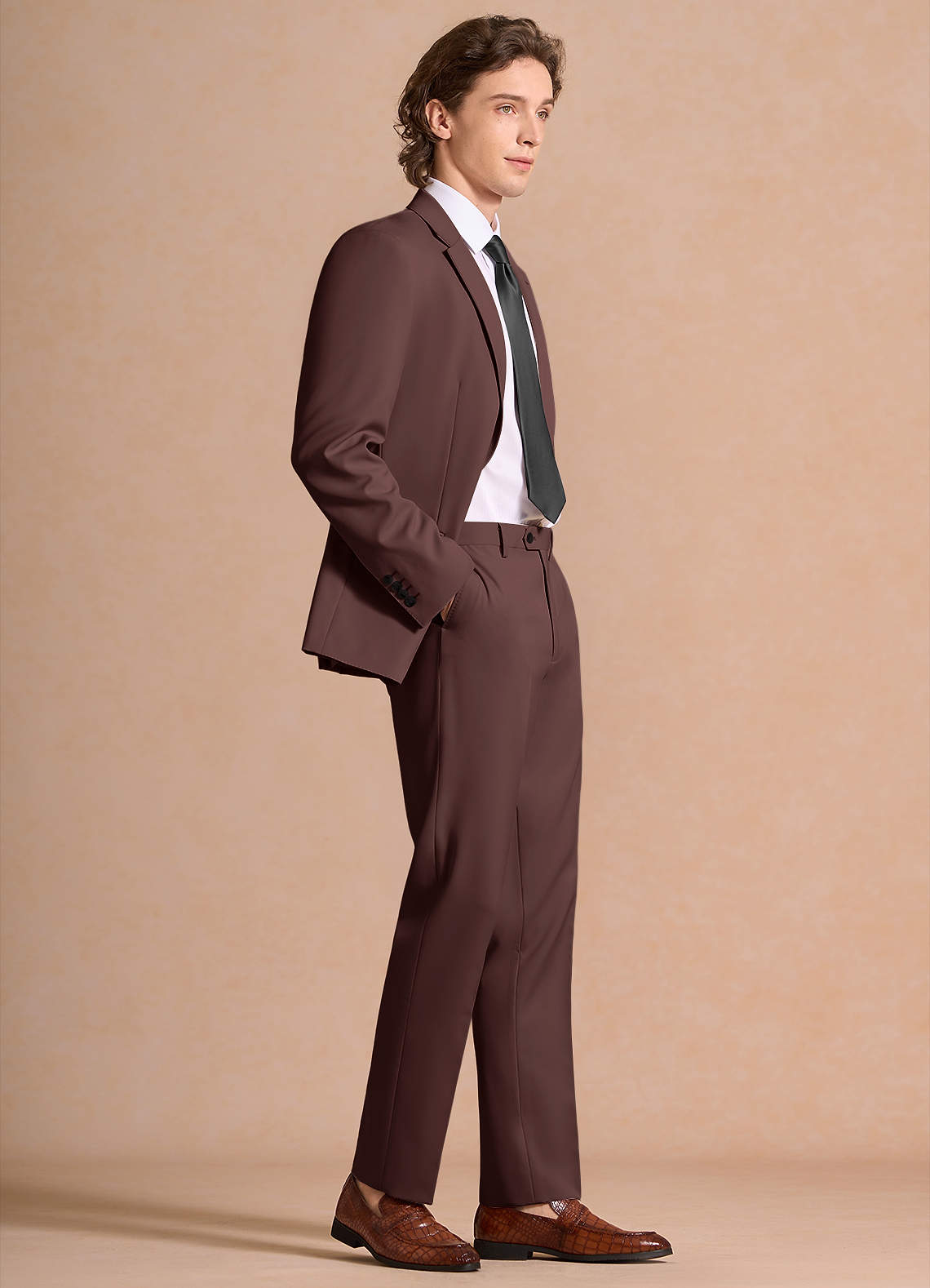 front James Espresso Structured Stretch Suit