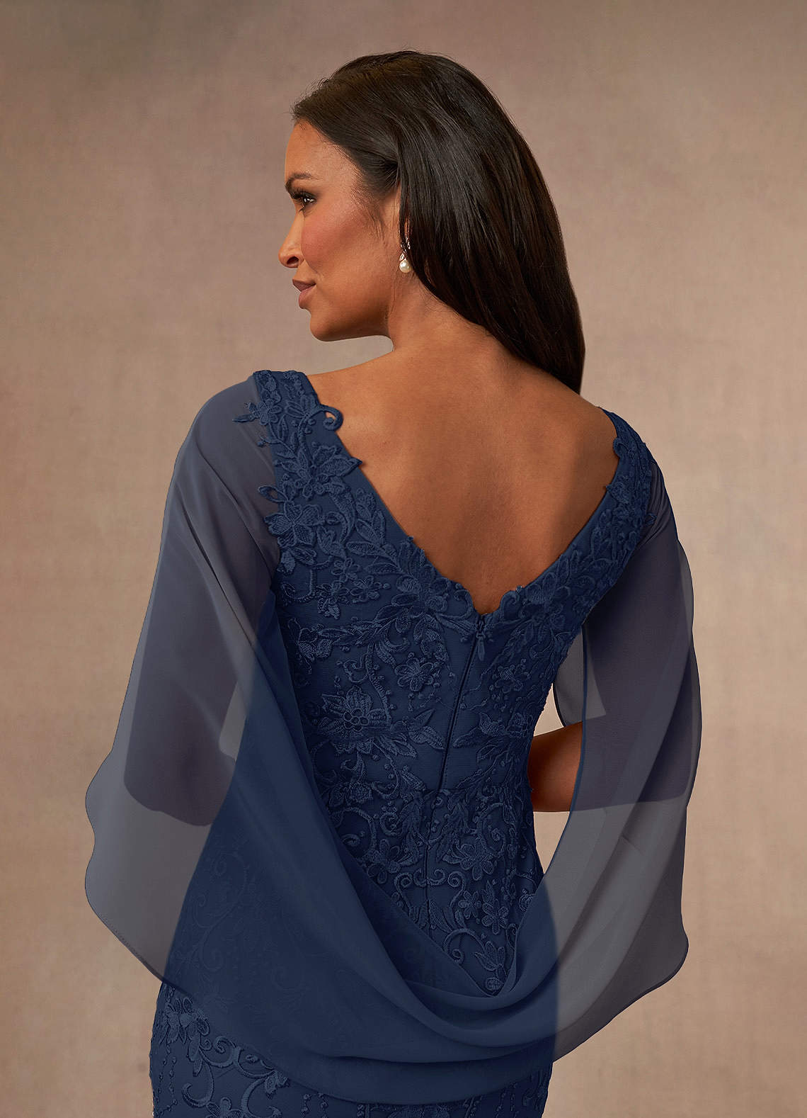 Azazie Ferris Mother of the Bride Dresses Dark Navy Sheath V-Neck Chiffon Dress image4