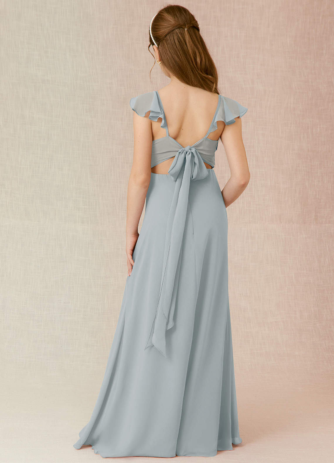 Azazie Everett Junior Dolphin Grey A-Line Chiffon Dress image1