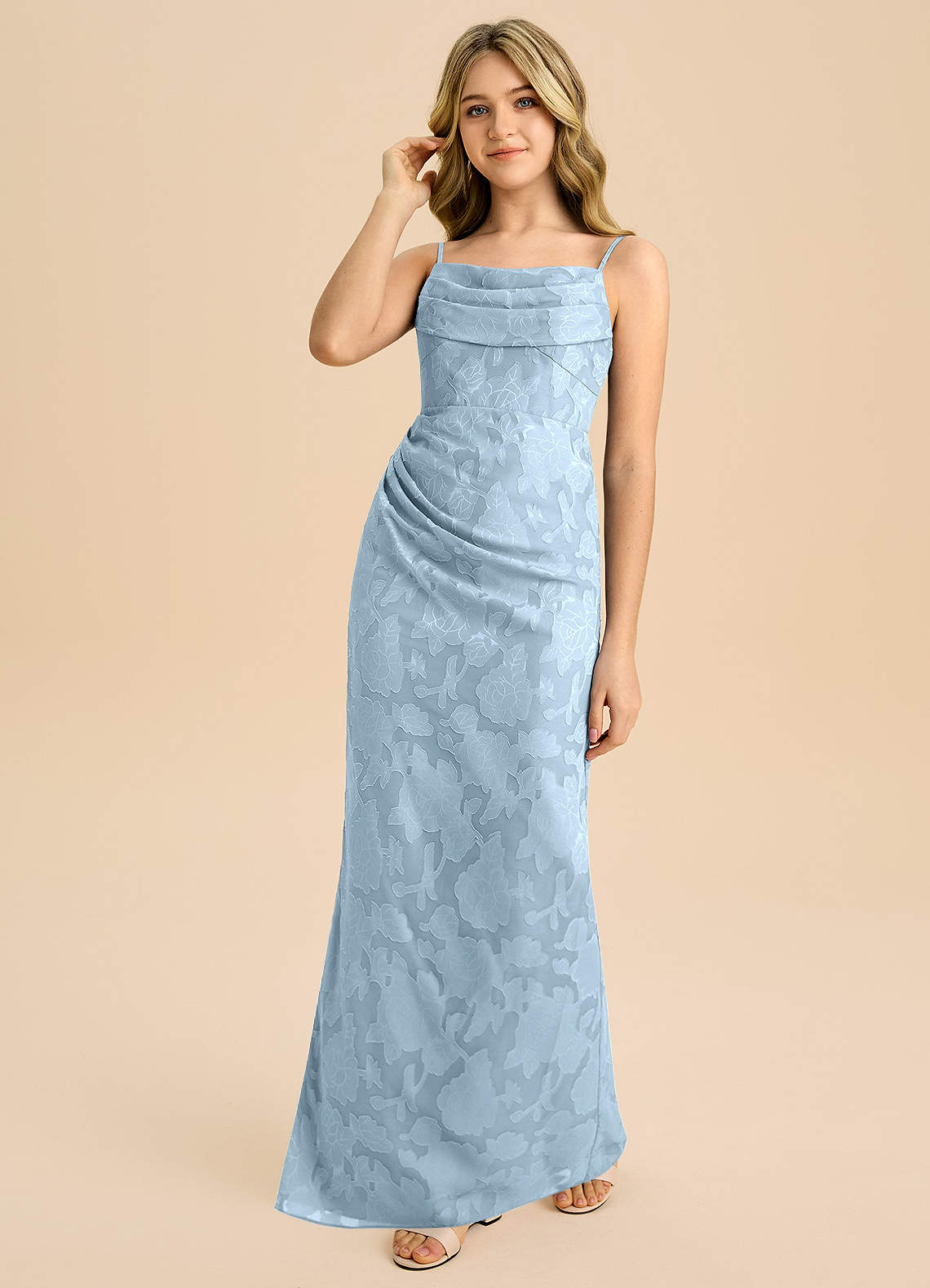 Azazie Mai Junior Klä av Tubklänning i Blommig Utbrändhet Plisserad image5