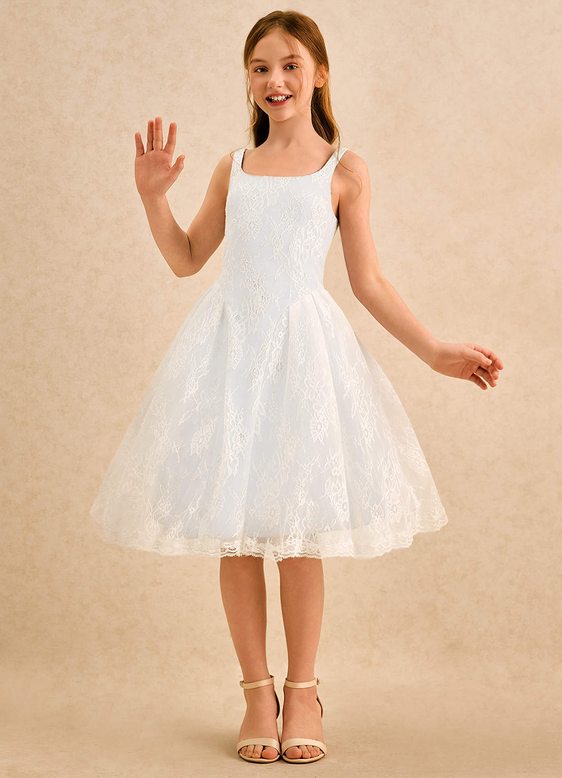Azazie Cubbie Girls Formal Ivory A-Line Lace Dress | Azazie CA