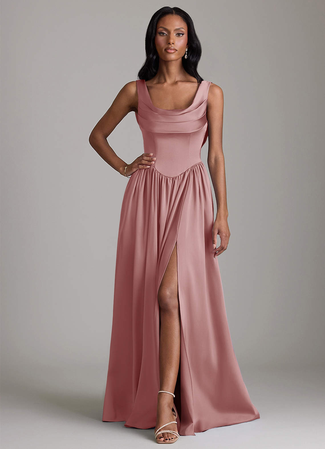 green emerald velvet dress Glamorous Short A-Line V-Neck Chiffon Dusty Rose Bridesmaid Dress main image 0