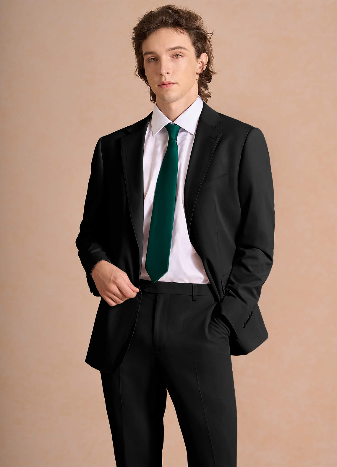 front Carter Black Cotton Linen Blend Suit Jacket