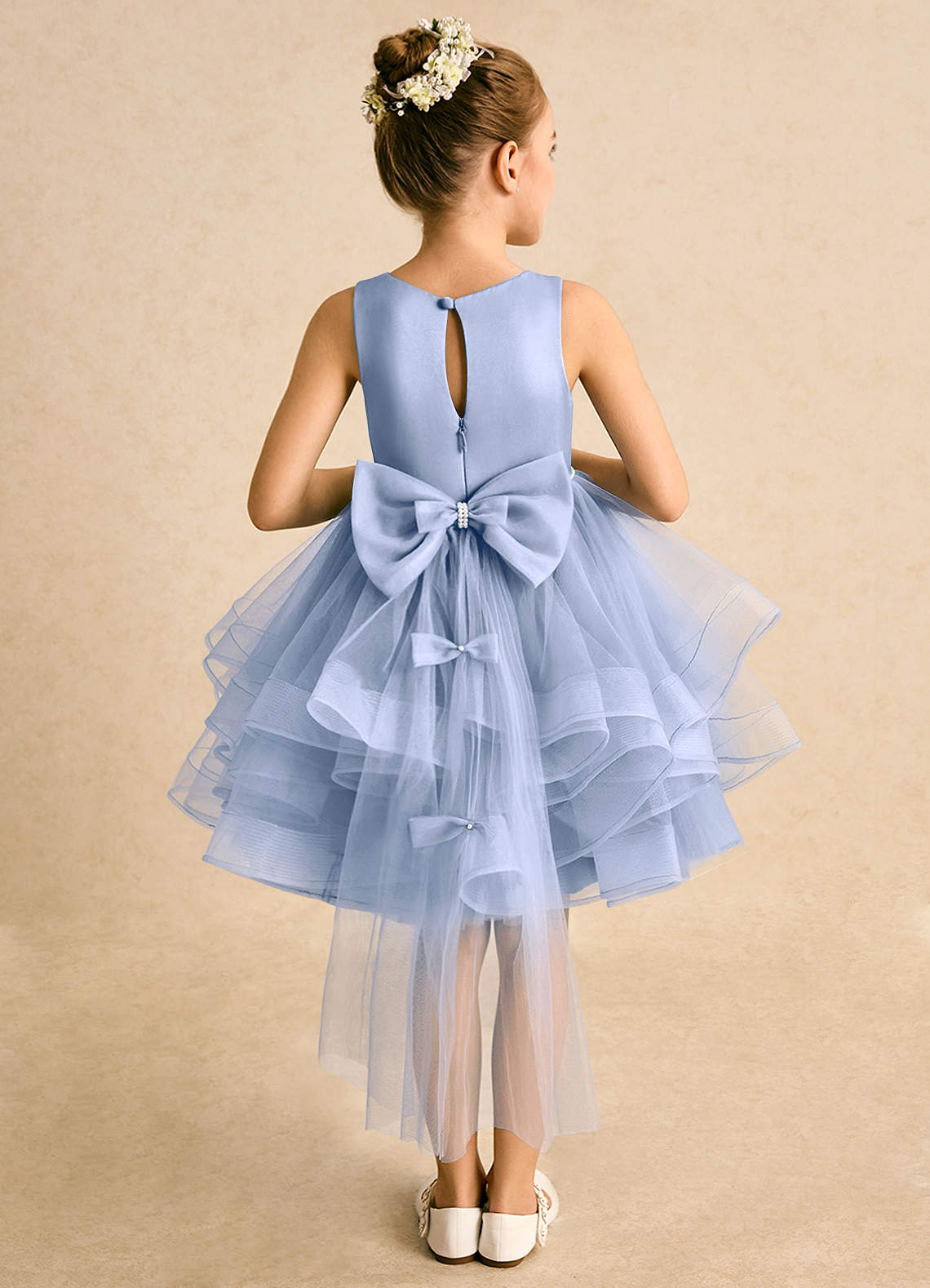 Azazie Tinie Flower Girl Dresses Ice Ball-Gown Bow Tulle Dress image1