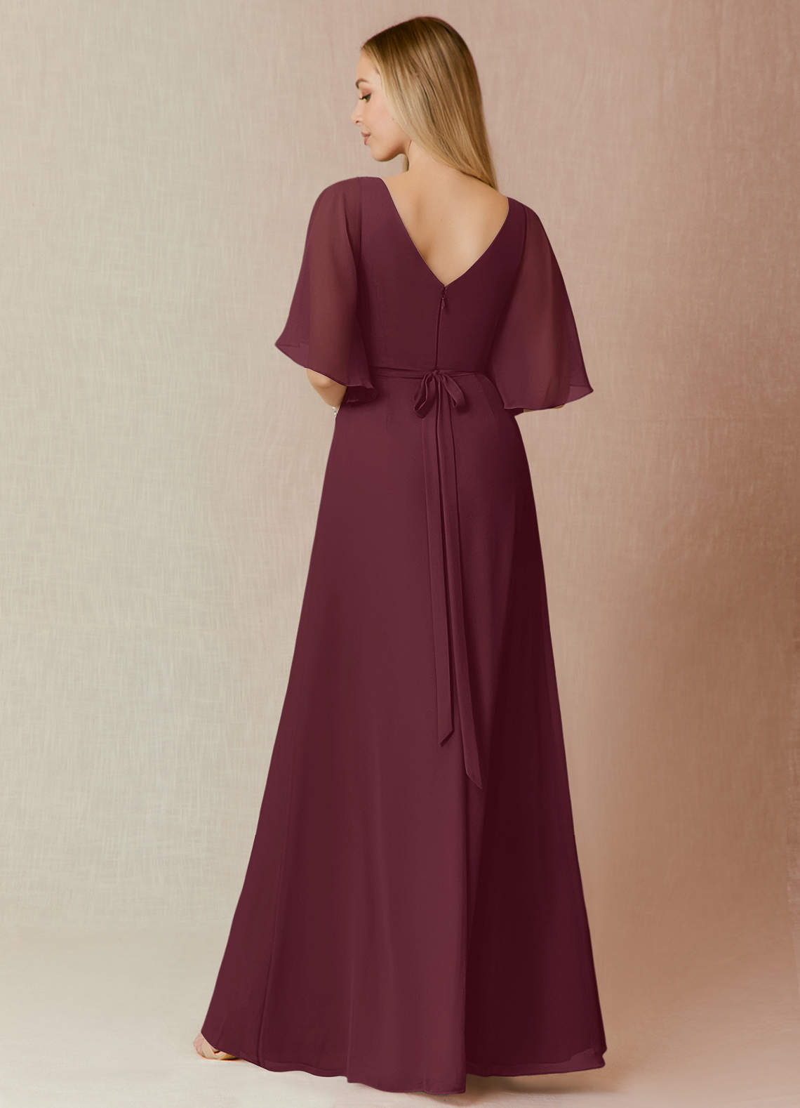 Azazie Cierra Bridesmaid Dresses A-Line V-Neck Chiffon Floor-Length Dress image1