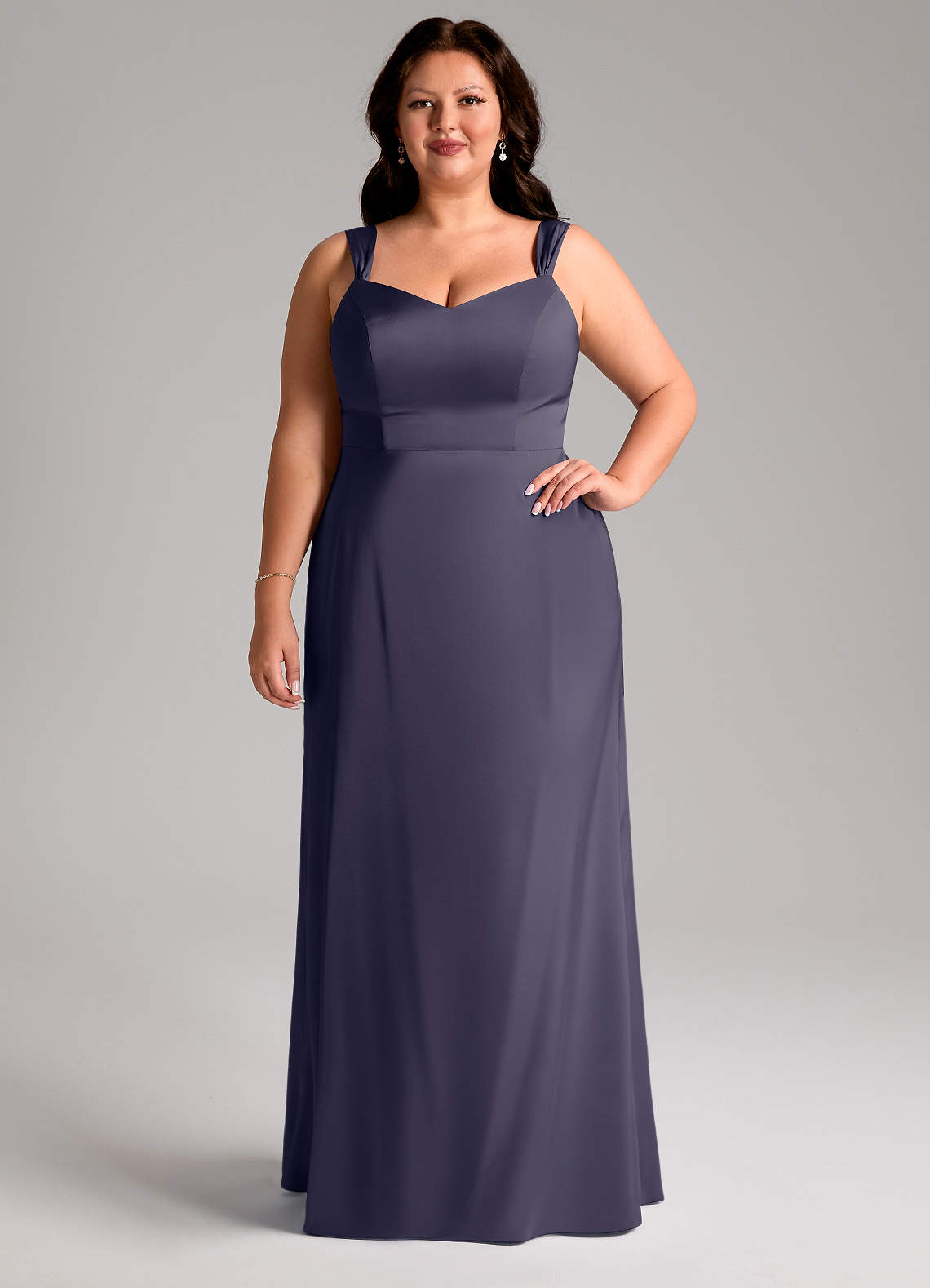 Azazie Denice Bridesmaid Dresses Stormy Sheath Pleated Stretch Satin Dress image7