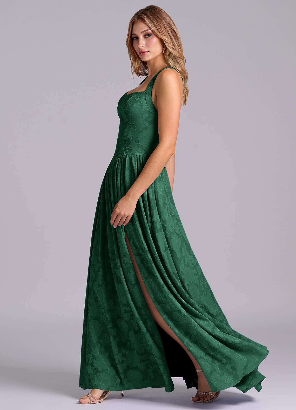 Azazie A-Line Sweetheart Floor-Length Floral Burnout Bridesmaid Dresses - Dark Green Azazie A-Line Sweetheart Floor-Length Floral Burnout Bridesmaid Dresses - Dark Green