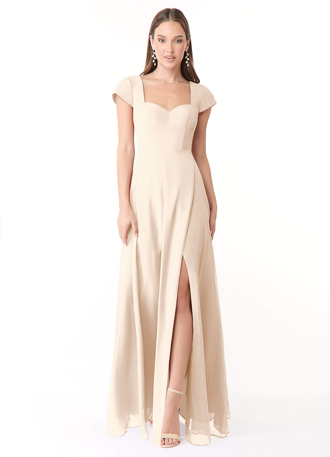 Azazie Hainsly Ready to Ship White Alabaster Chiffon Bridesmaid Dresses |  Azazie UK