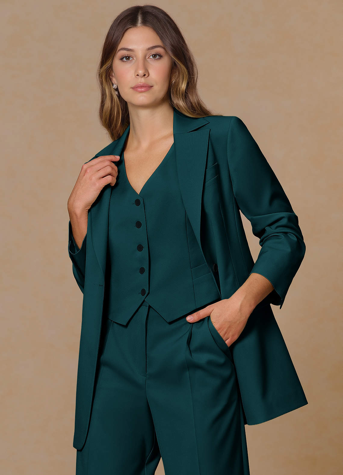 front Rowan Pine Refined Weave Performance blazer