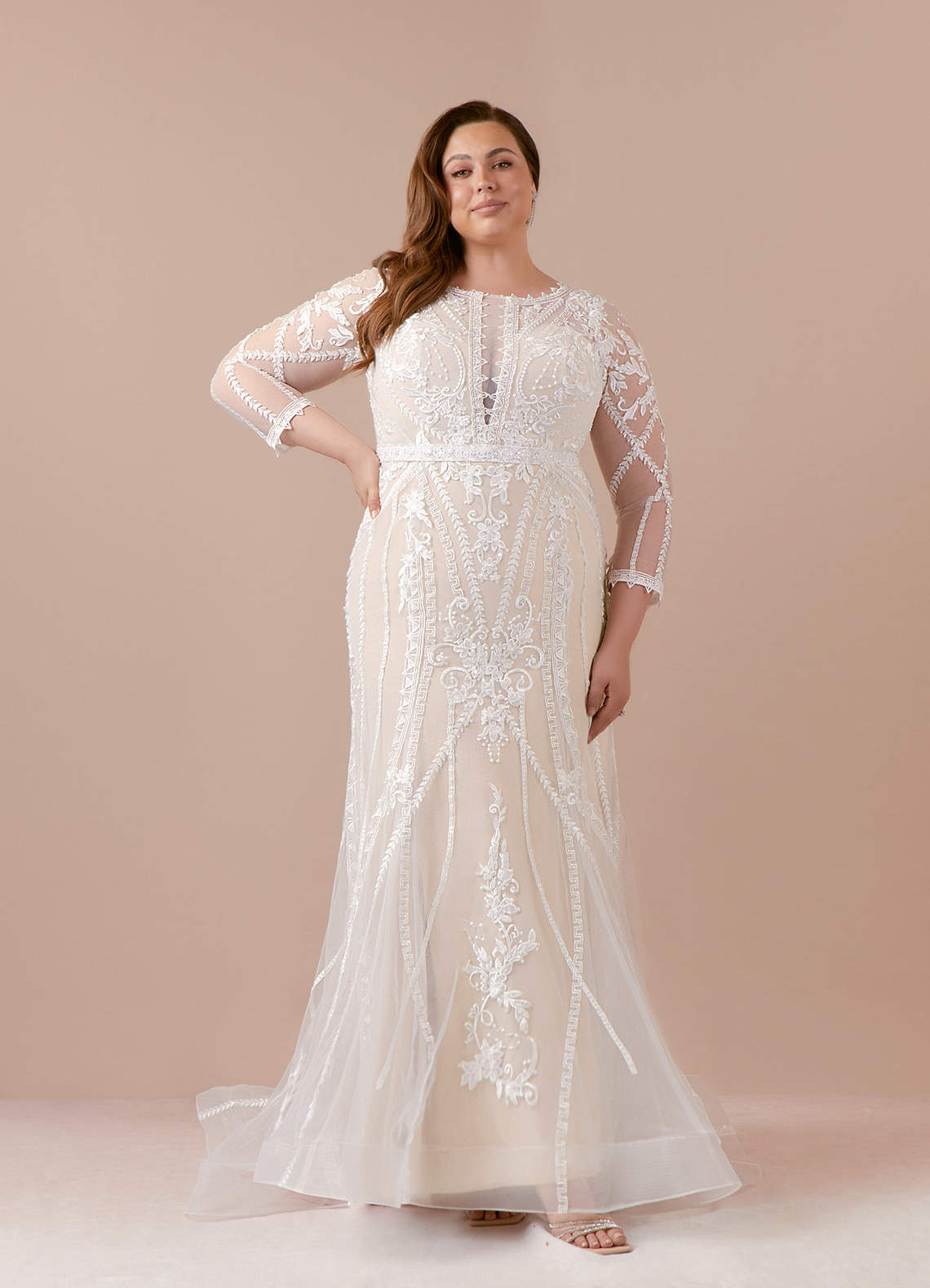 Azazie Yoki Wedding Dresses Diamond White Ecru Mermaid Scoop Tulle Dress image1