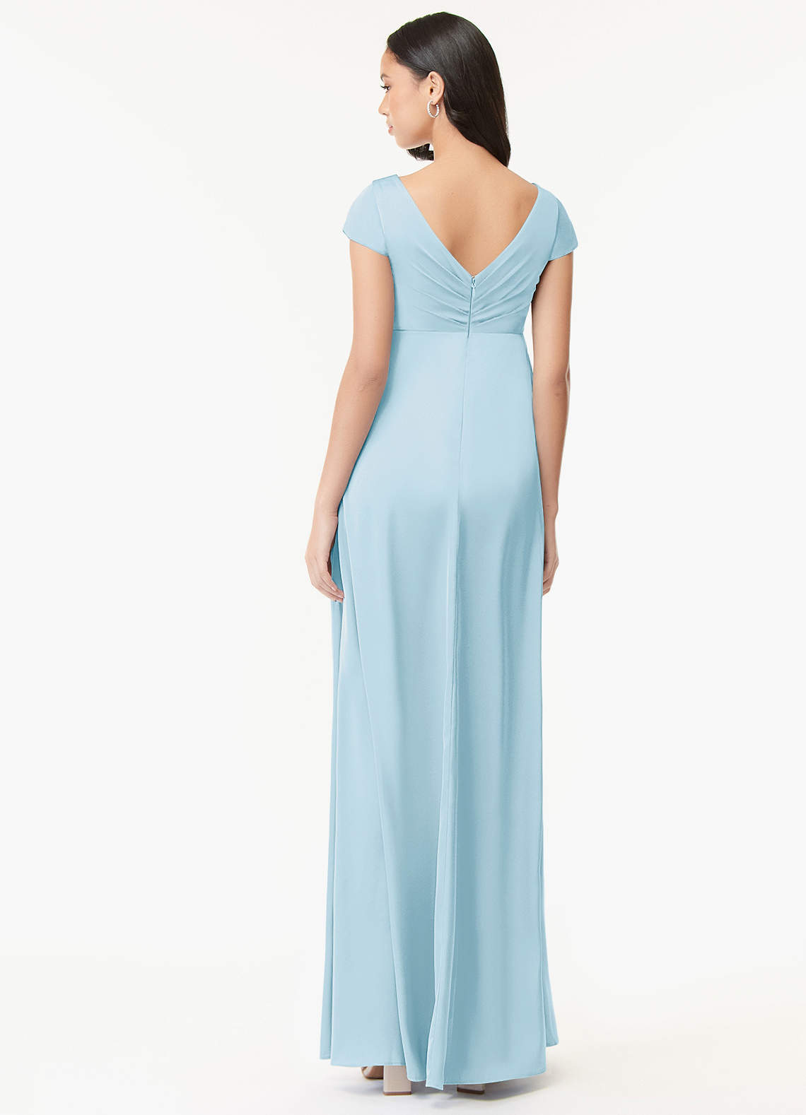 Azazie Allessia Maternity Bridesmaid Dresses A-Line Pleated Stretch Satin Floor-Length Dress image1