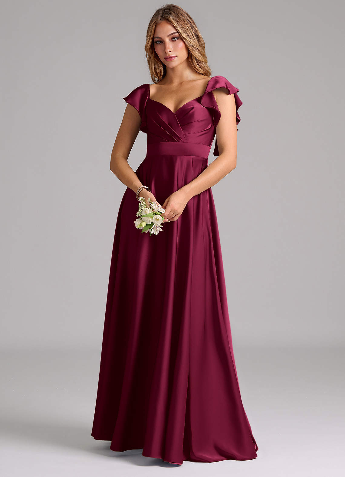 Azazie Leilani Burgundy Stretch Satin Bridesmaid Dresses