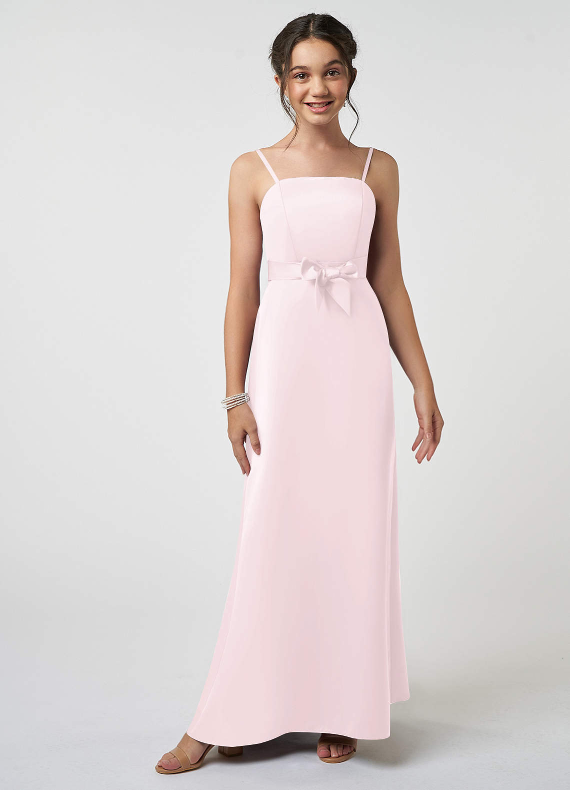 Azazie Anina Junior Bridesmaid Dress in Blushing Pink | Azazie