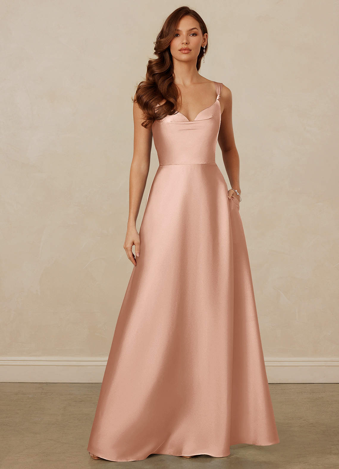 Christian Siriano Bridal for Azazie 1001 Bridesmaid Dresses Rose Gold A-Line Sweetheart Neckline Stretch Satin Dress image1
