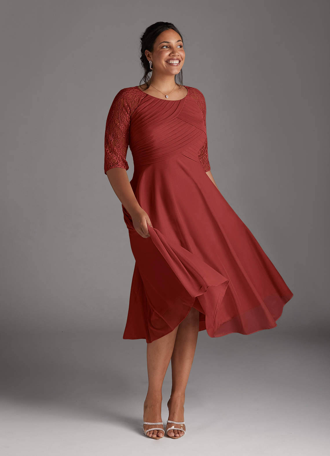 Azazie Gracelyn Kleider für die Brautmutter A-Linie Spitze Kleid Rost image1