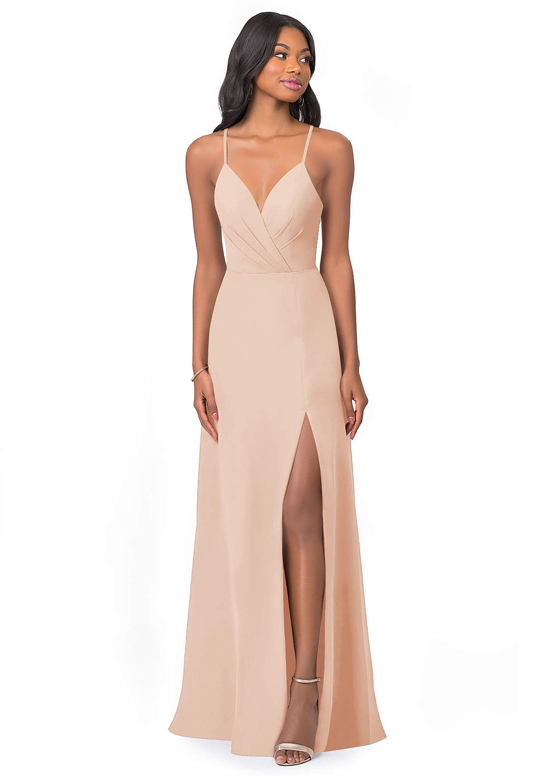 Azazie Everleigh Brautjungfernkleider A-Linie Herzchen Gefaltet Chiffon Kleid Englisches Rosa image1