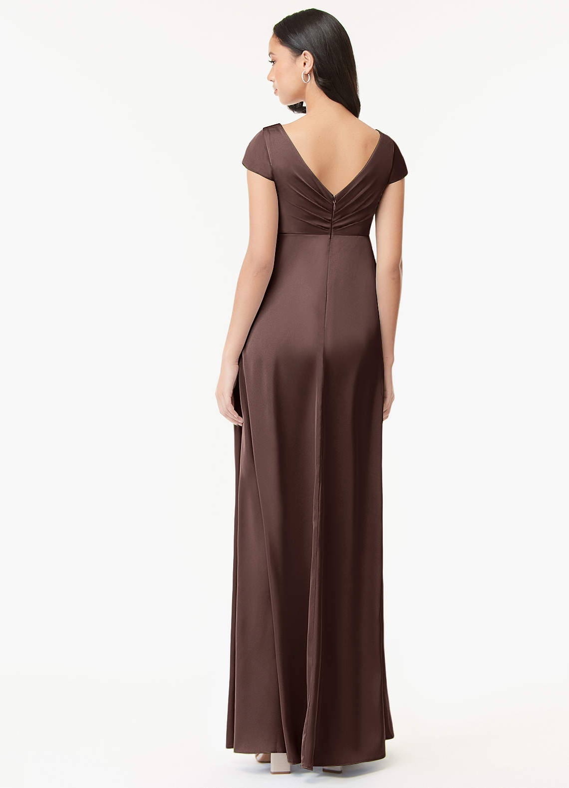 Azazie Allessia Maternity Bridesmaid Dresses A-Line Pleated Stretch Satin Floor-Length Dress image1