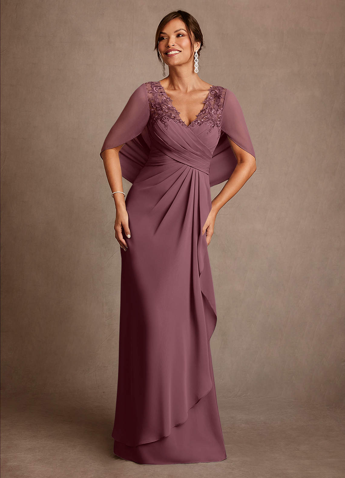 Azazie Santa Clara Sangria A-Line Lace Dress | Azazie