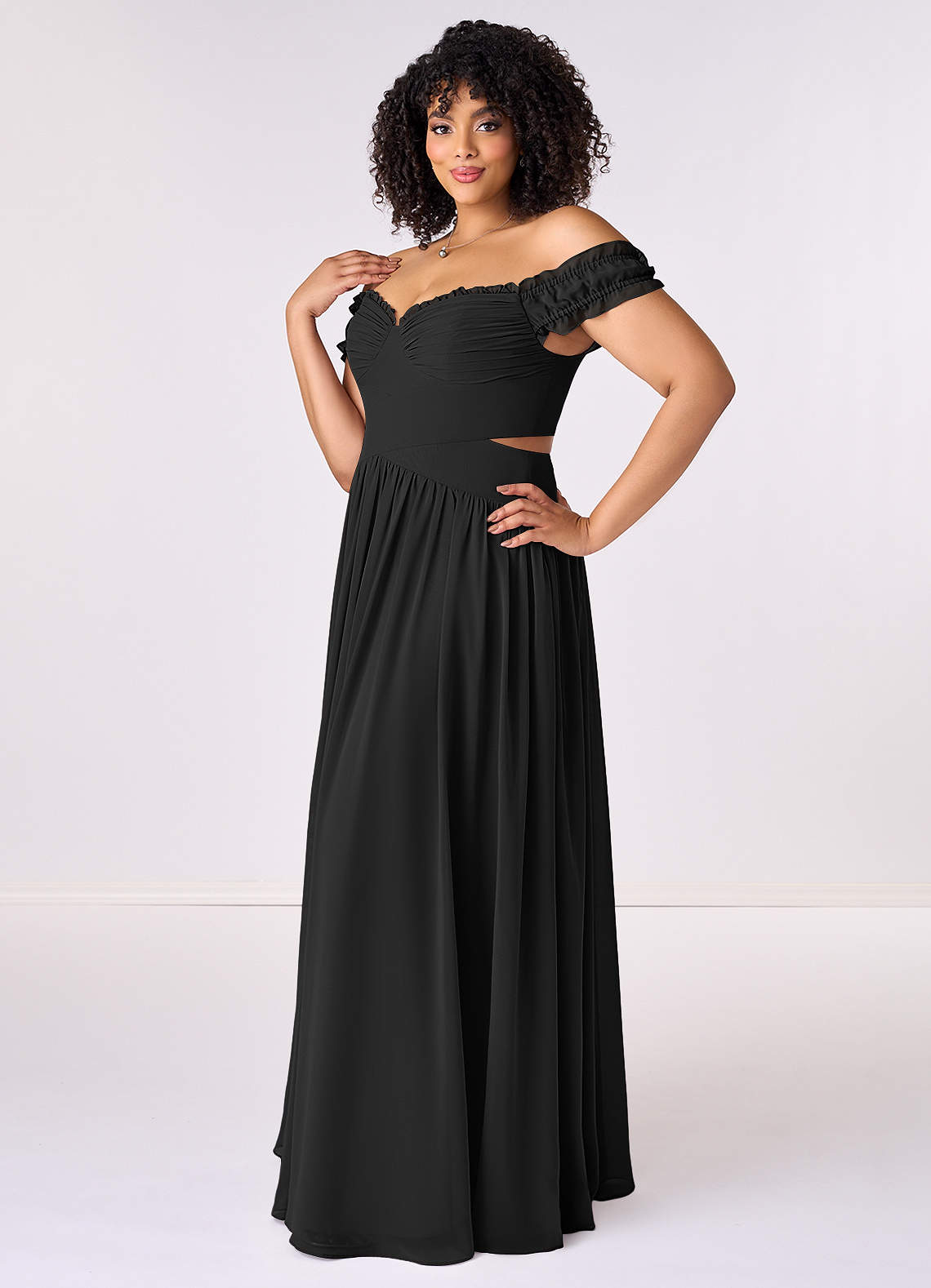 Barbie  AZAZIE 1010 Ready to Ship Black Chiffon Bridesmaid Dresses |  Azazie