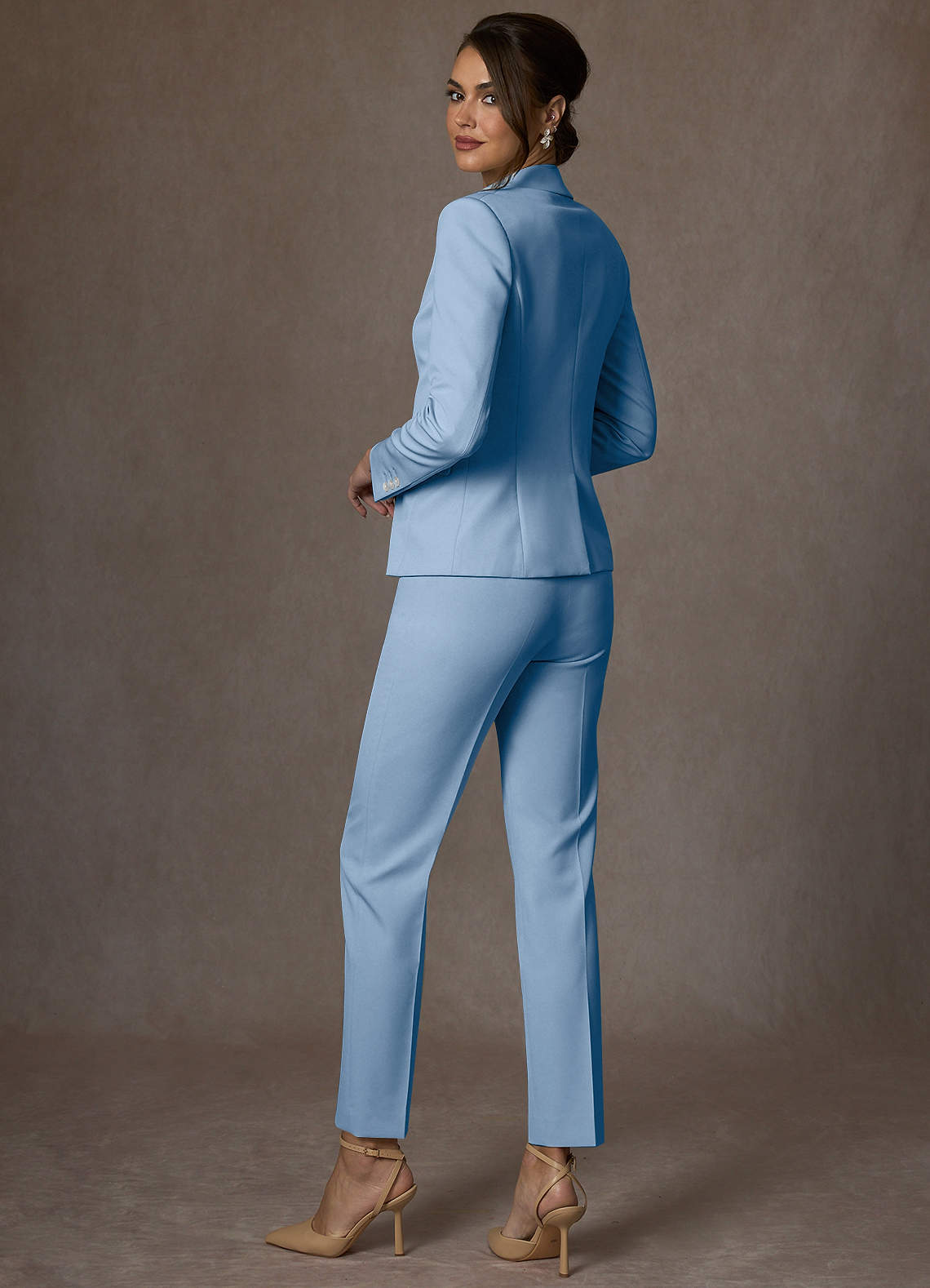 front Whitney Sky Blue Structured Stretch Blazer