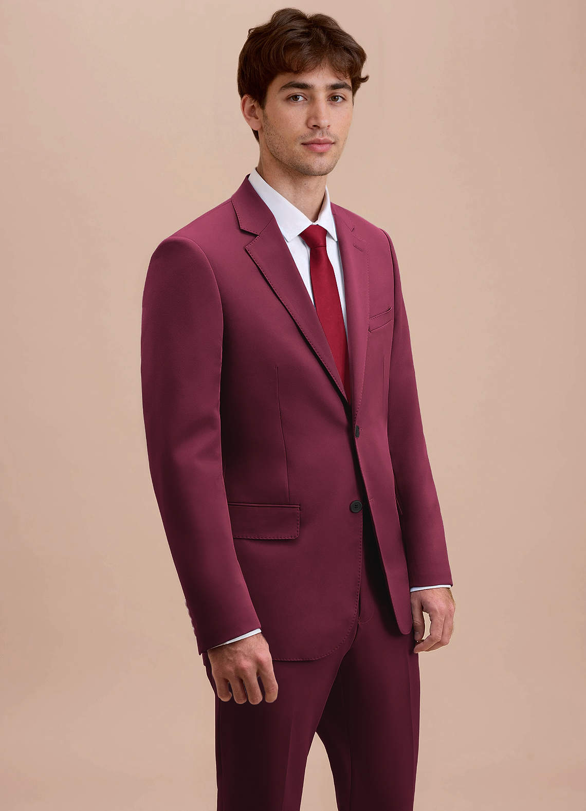 front Ethan Burgundy Refined Weave Performance Suit Jacket