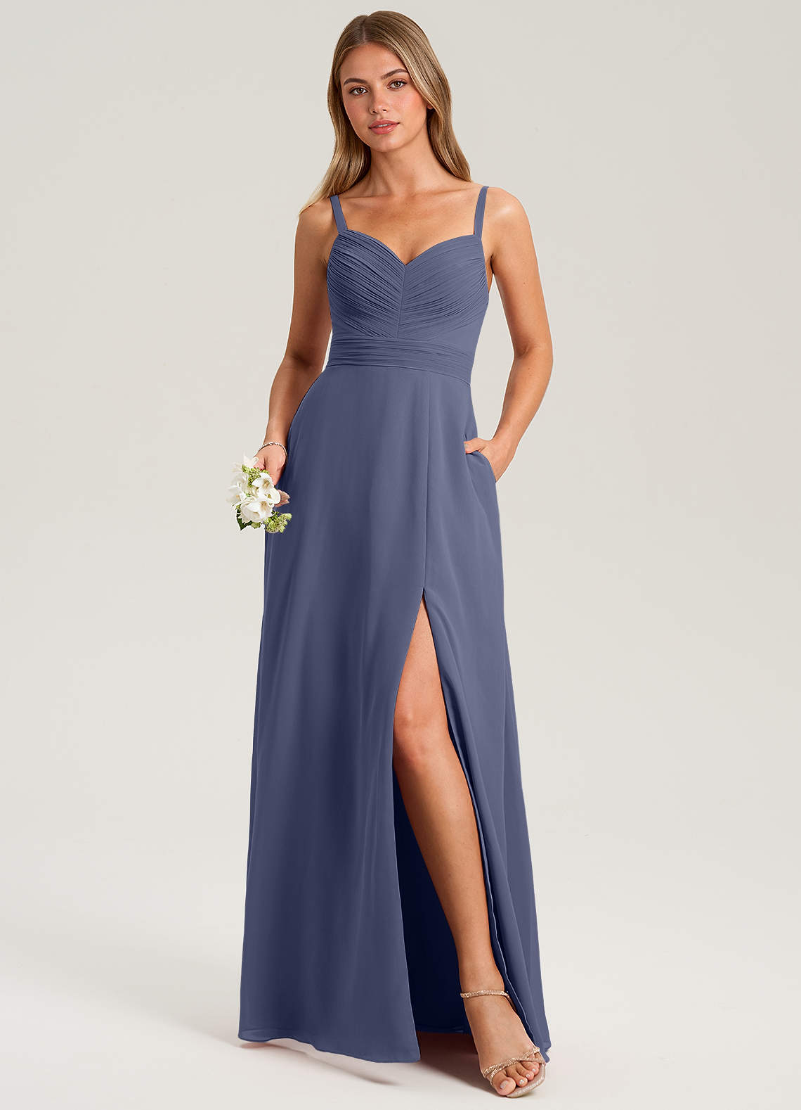 Azazie Terese Bridesmaid Dresses Stormy A-Line Pleated Chiffon Dress image1