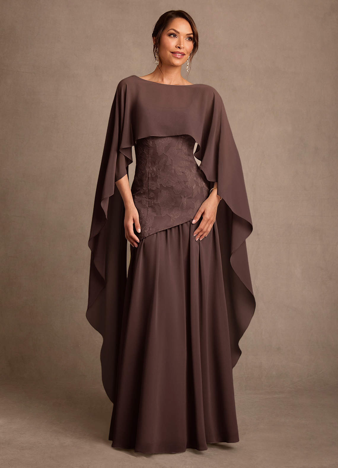 Azazie Flossie Ganache A-Line Pleated Chiffon Dress | Azazie