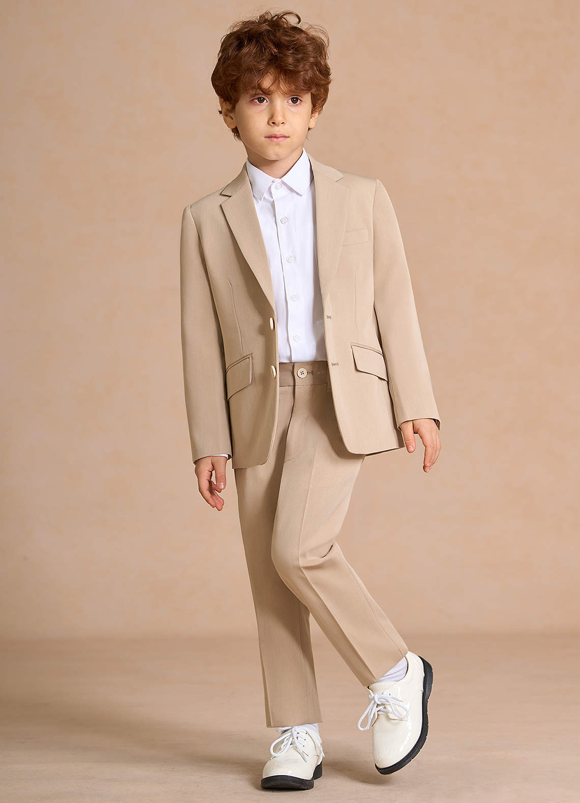 front Oliver Boys Tan 2-Piece Suit