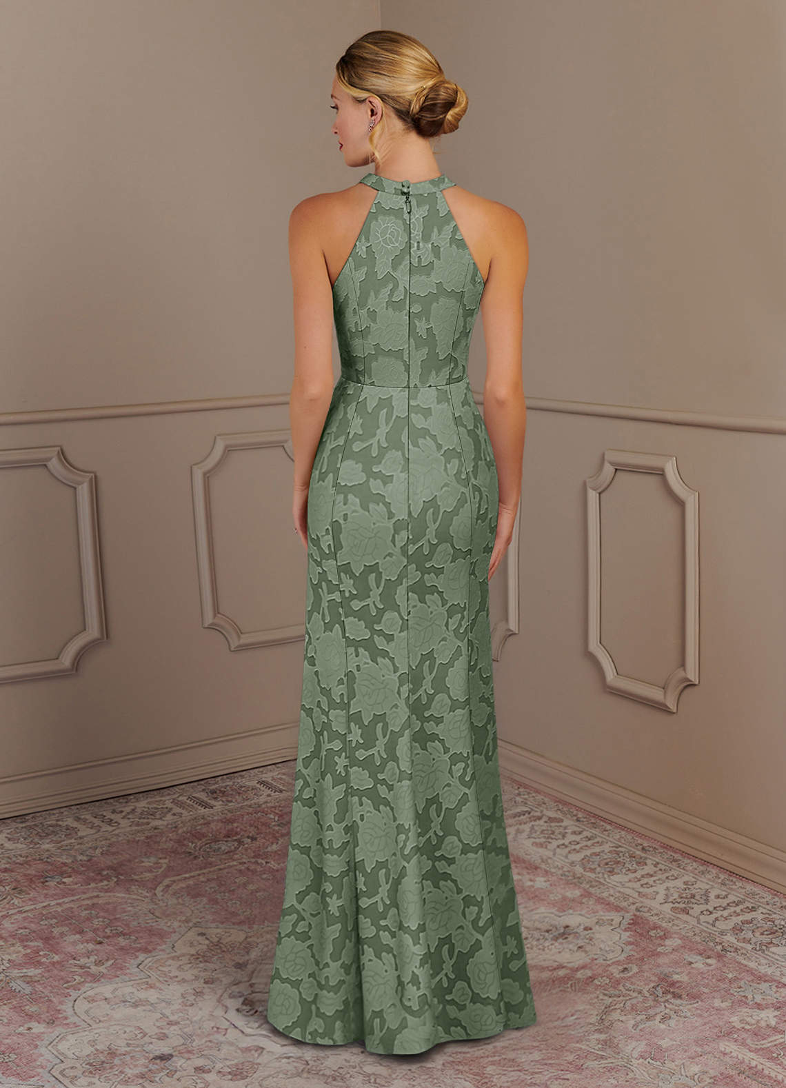 Azazie Tyra vestidos de madre de la novia Vestido de Matcha de Devorado Floral de Sirena image2