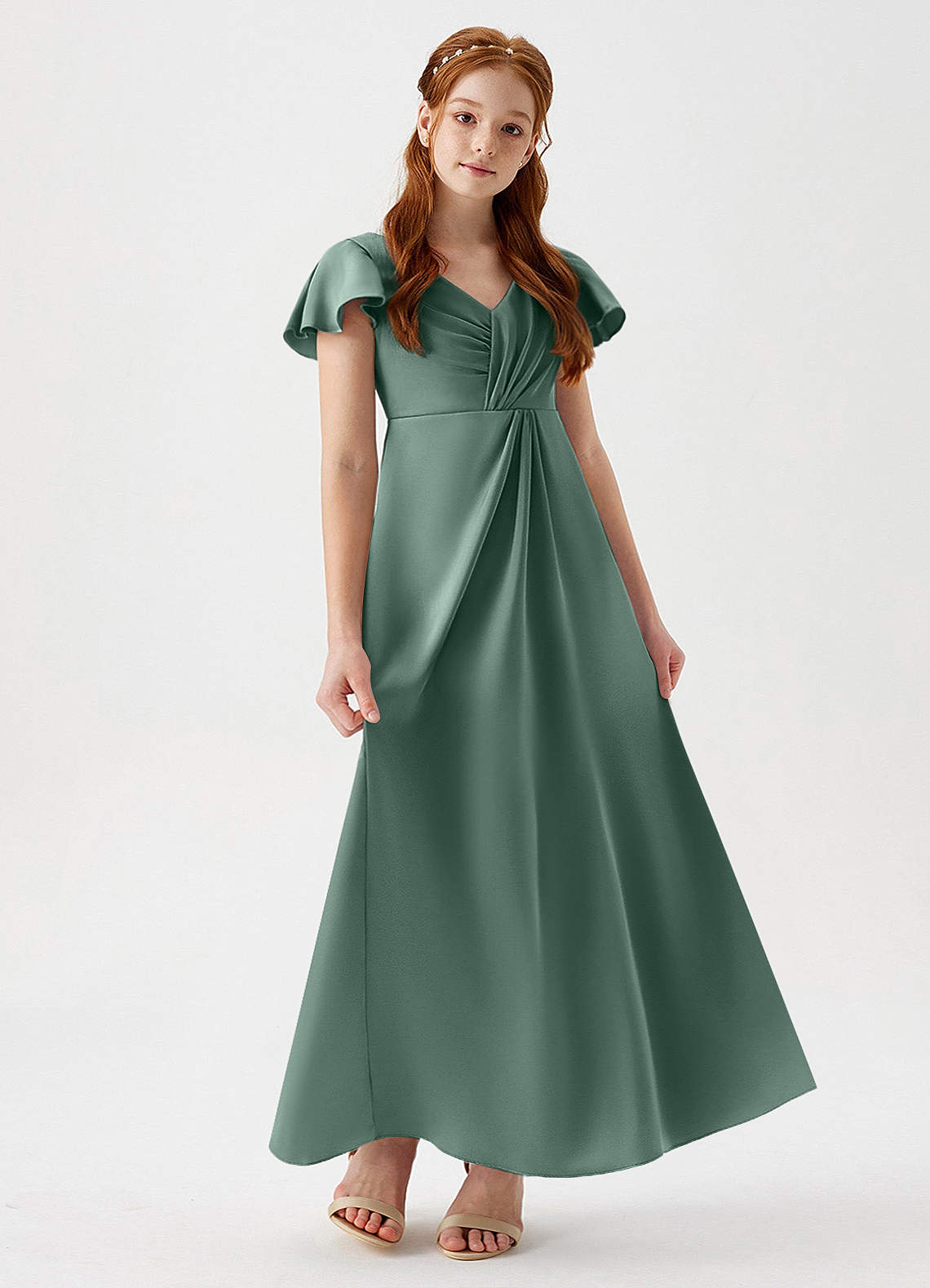 youthful bridesmaid dresses Simple A-Line Coral Chiffon Long Bridesmaid Dresses, Yellow / 4 main image 1