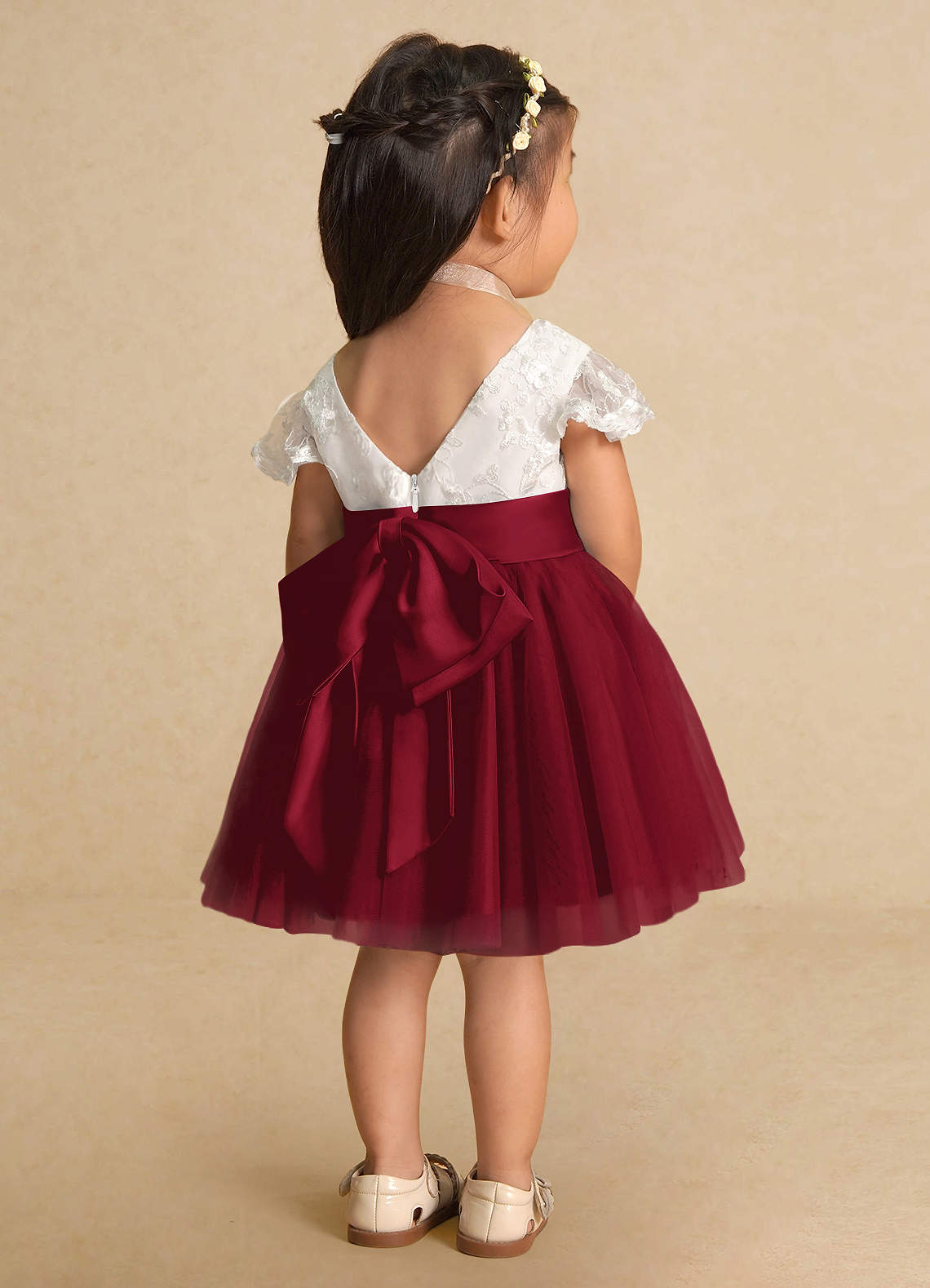 Ivory and red flower girl dresses best sale