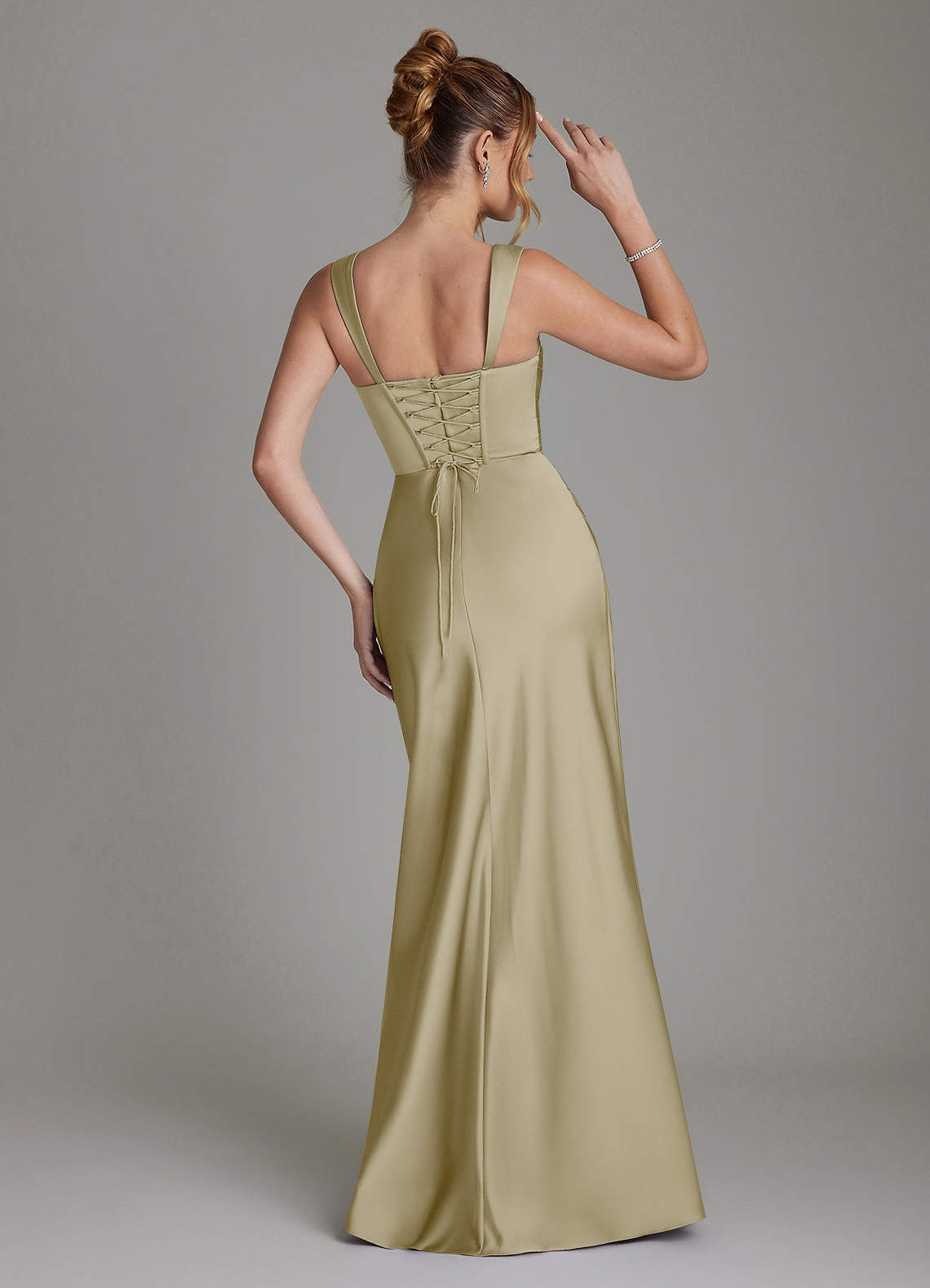 Azazie Agustina Kjoler til hjemmeprøvning Havfrue Korset Stræk satin Gulv-længde Kjole image1