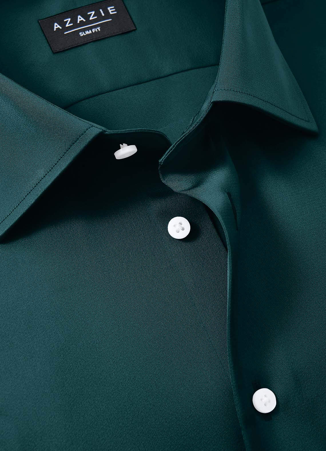 Julian Pine Stretch Satin Dress Shirt | Sleeve 36/37 Slim Dress Shirts |  Azazie