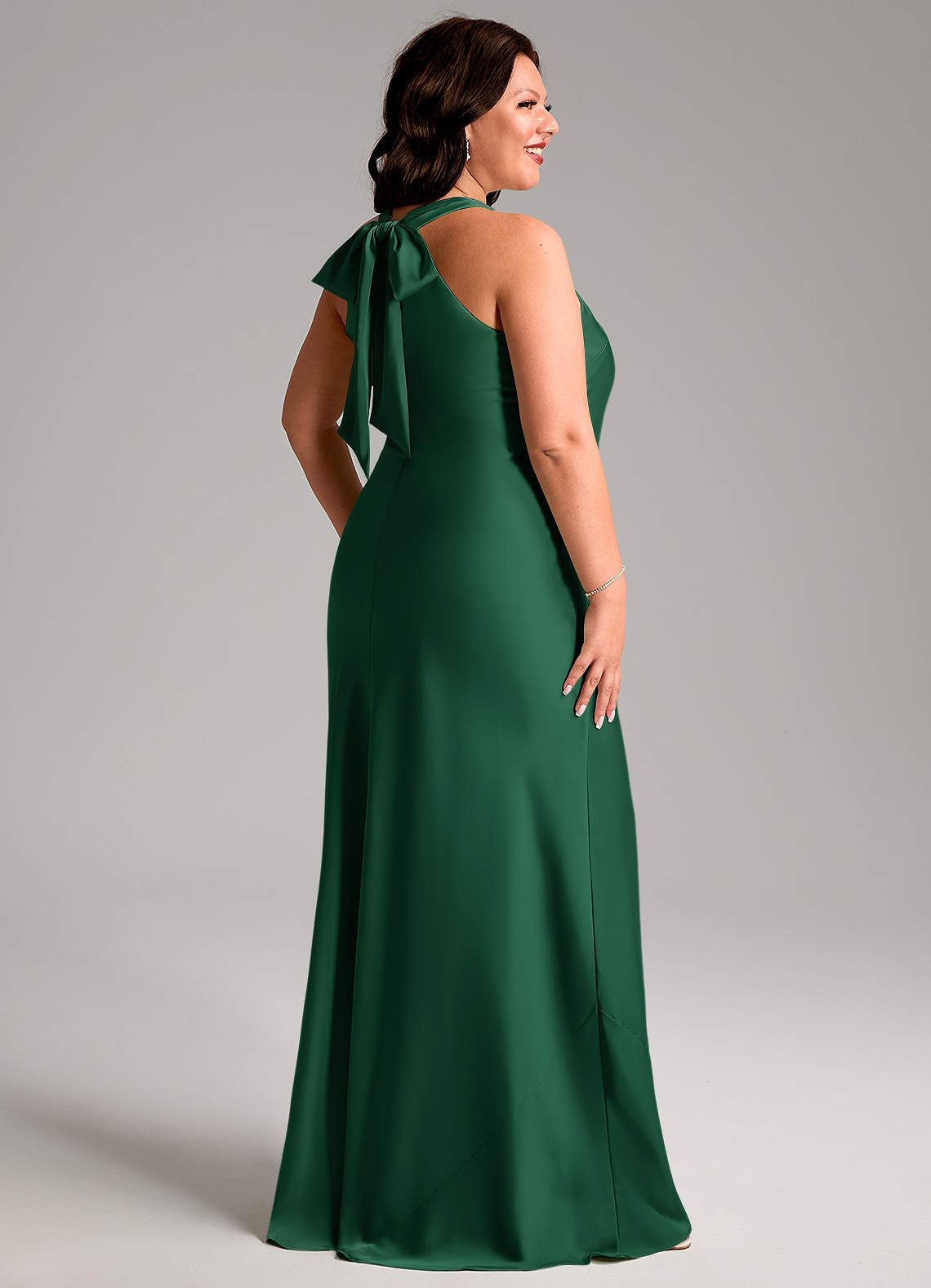 Azazie Doretta Bridesmaid Dresses Dark Green Mermaid Pleated Stretch Satin Dress image8