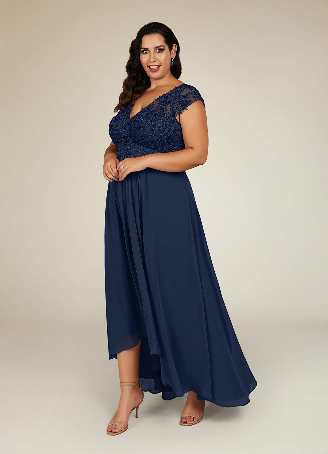 Azazie Irmeli Kleider für die Brautmutter A-Linie Spitze Chiffon Kleid Dunkelmarine image7