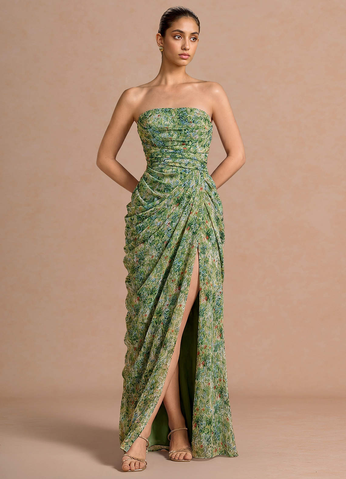 Kaavia Green Floral Maxi Dress | Azazie