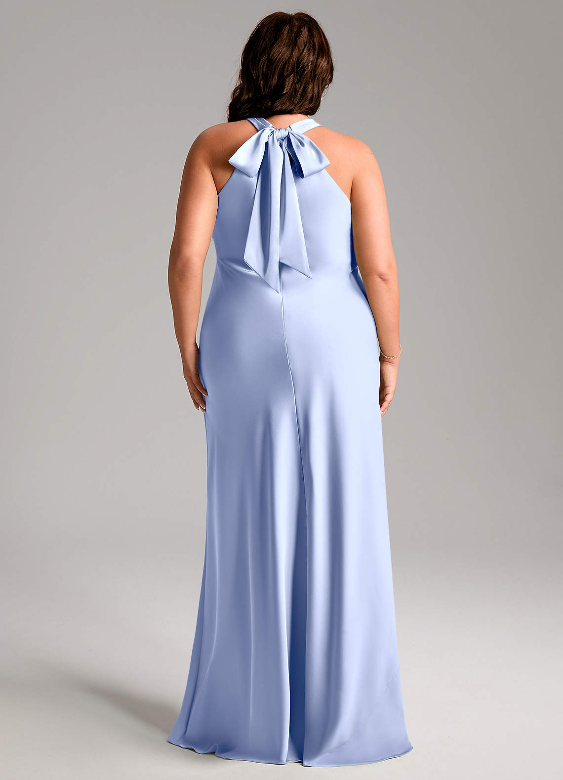 Azazie Doretta Bridesmaid Dresses Ice Mermaid Pleated Stretch Satin Dress image9