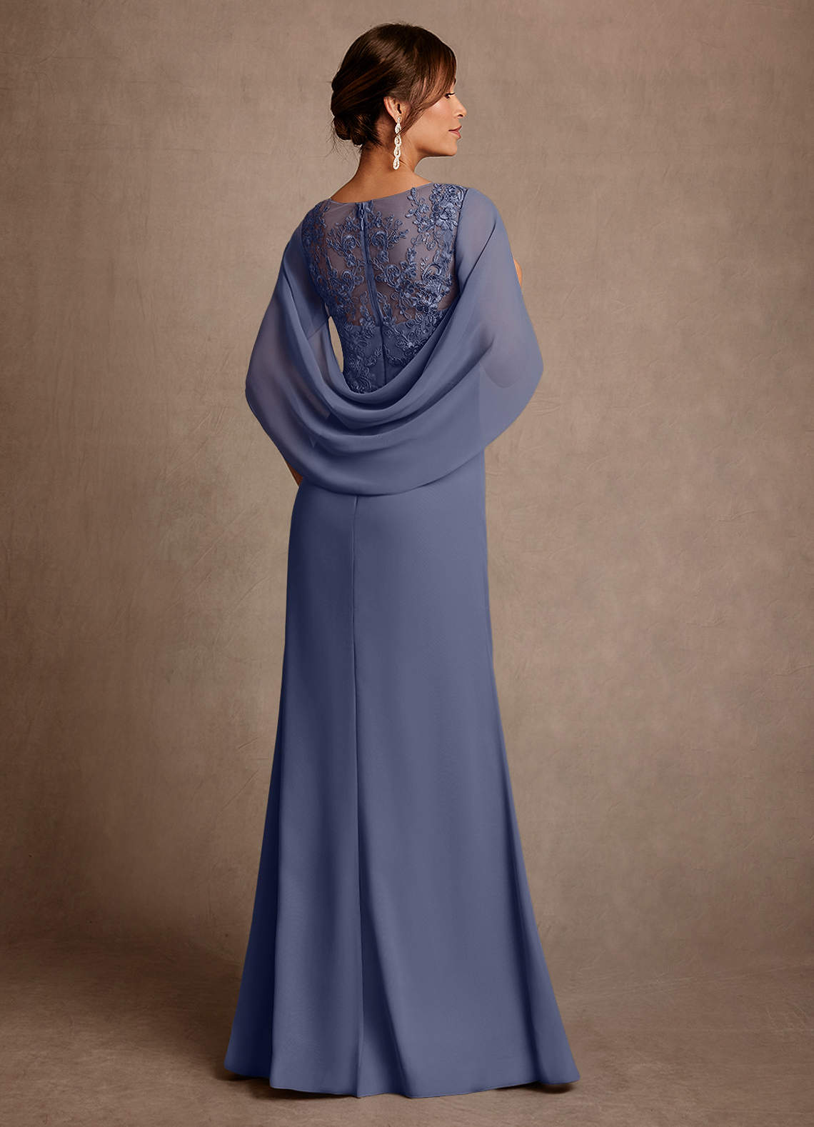 Azazie Santa Clara Mère de la mariée Robes Robe Trapèze en Dentelle Bleu Orageux image1