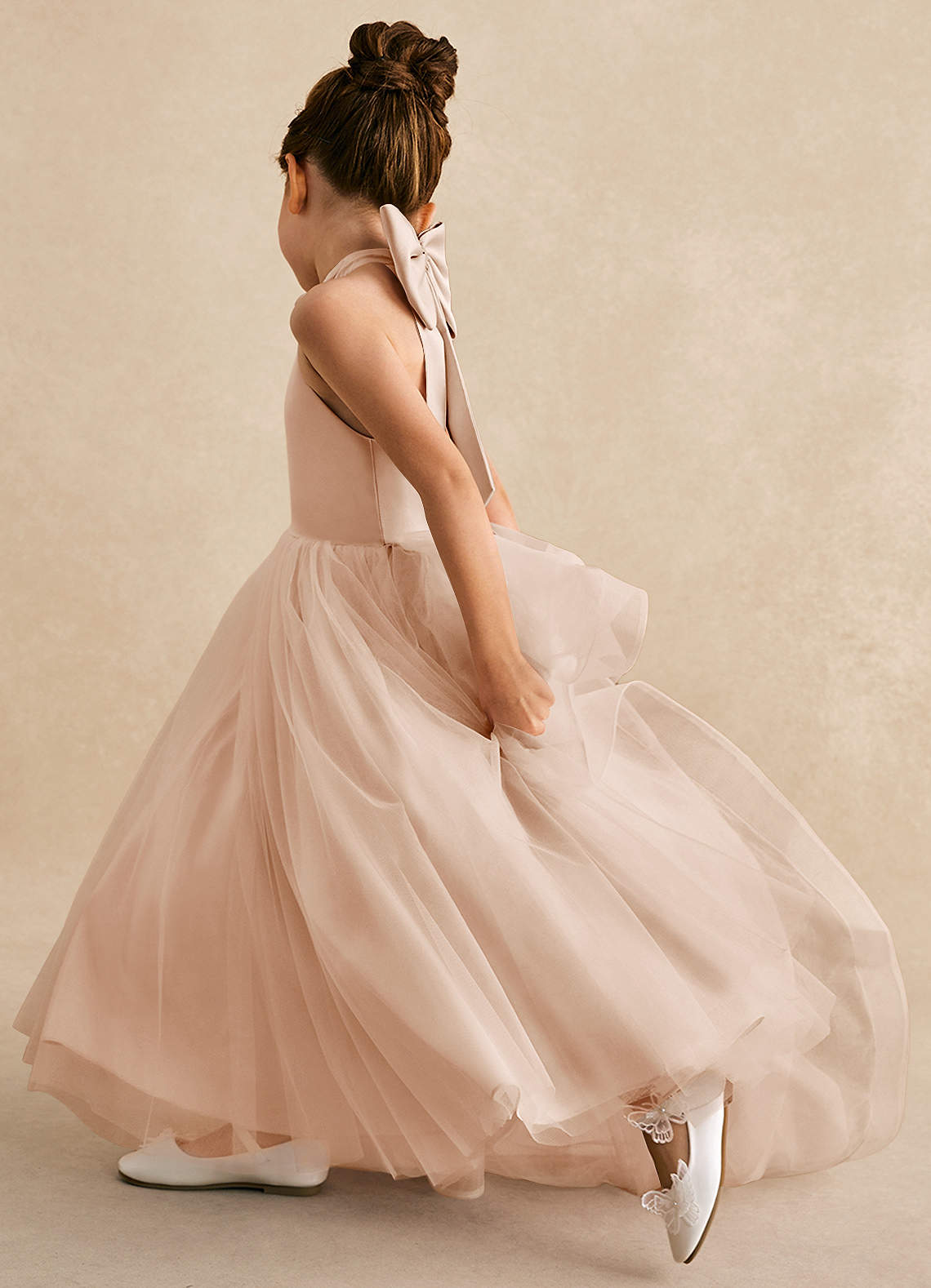 Azazie Bev Flower Girl Dresses English Rose A-Line Convertible Tulle Dress image6