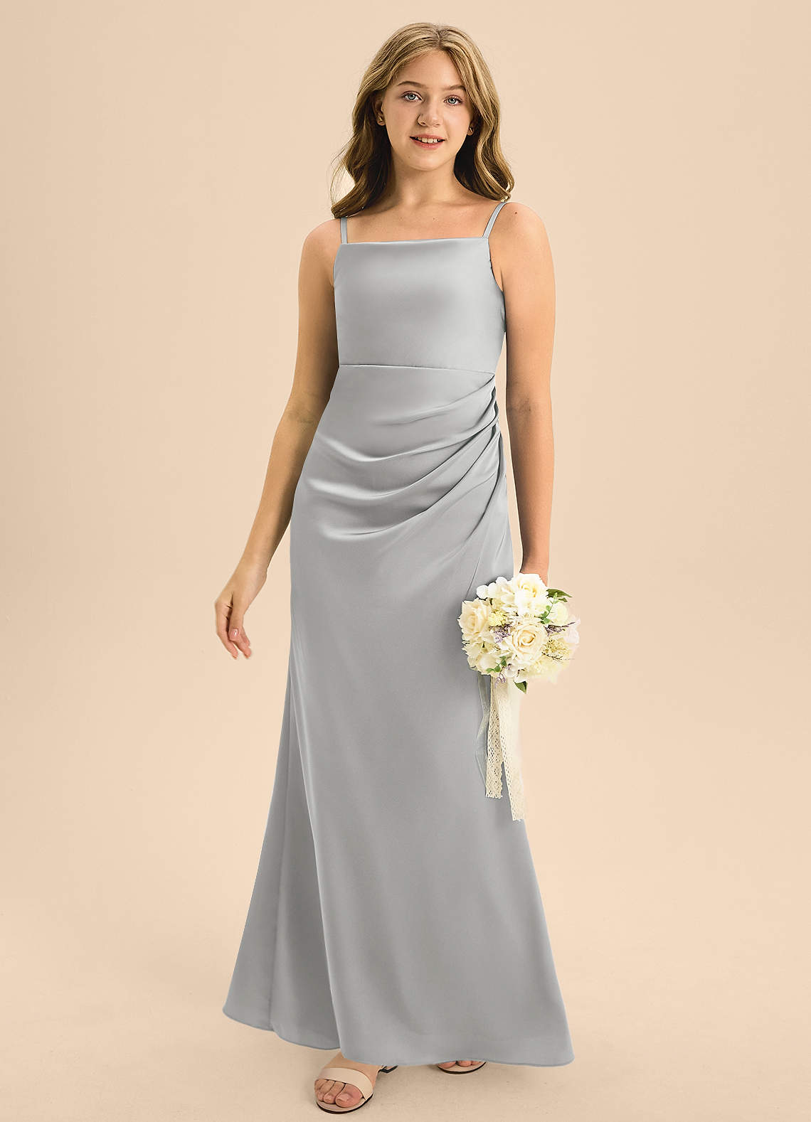 silver junior dresses Moocorvic Off Shoulder A-Line Girls Dresses Junior Bridesmaid Dress for Wedding Ruffles Flower Halter Party Pageant Gowns 10-11Years,Silver, Infant