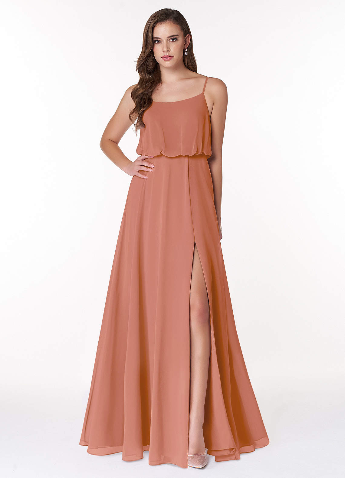 Azazie Lupe Bridesmaid Dresses MAI TAI A-Line Scoop Blouson Chiffon Dress image1
