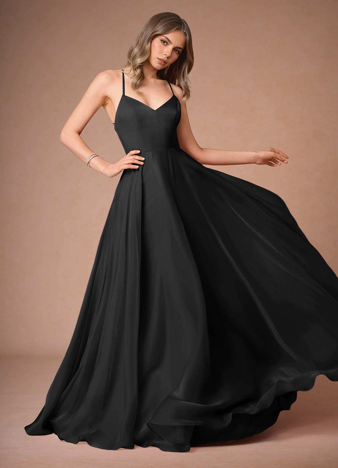 Faustin Black Open Back Gown Ready to Ship | Azazie