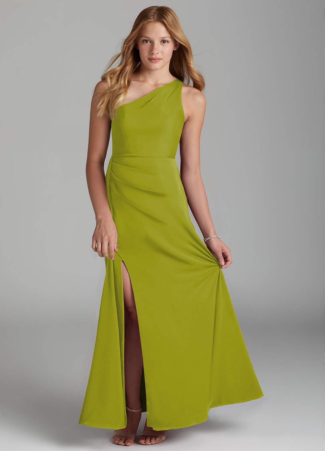 junior formal high low dresses Azazie Maron Bridesmaid Dress in Lemongrass show compare price