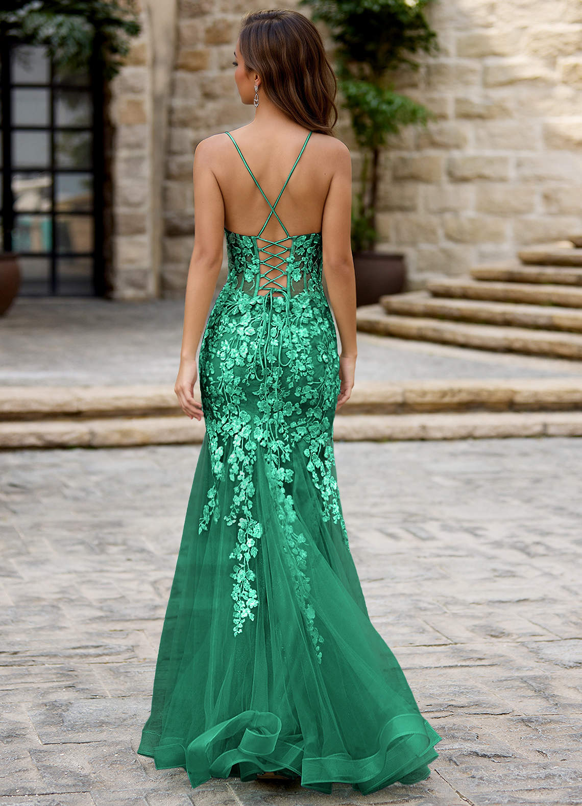 open lace back dress Chic Mermaid Sweetheart Long Prom Dresses Tulle Mint Green Evening Dre –  SELINADRESS