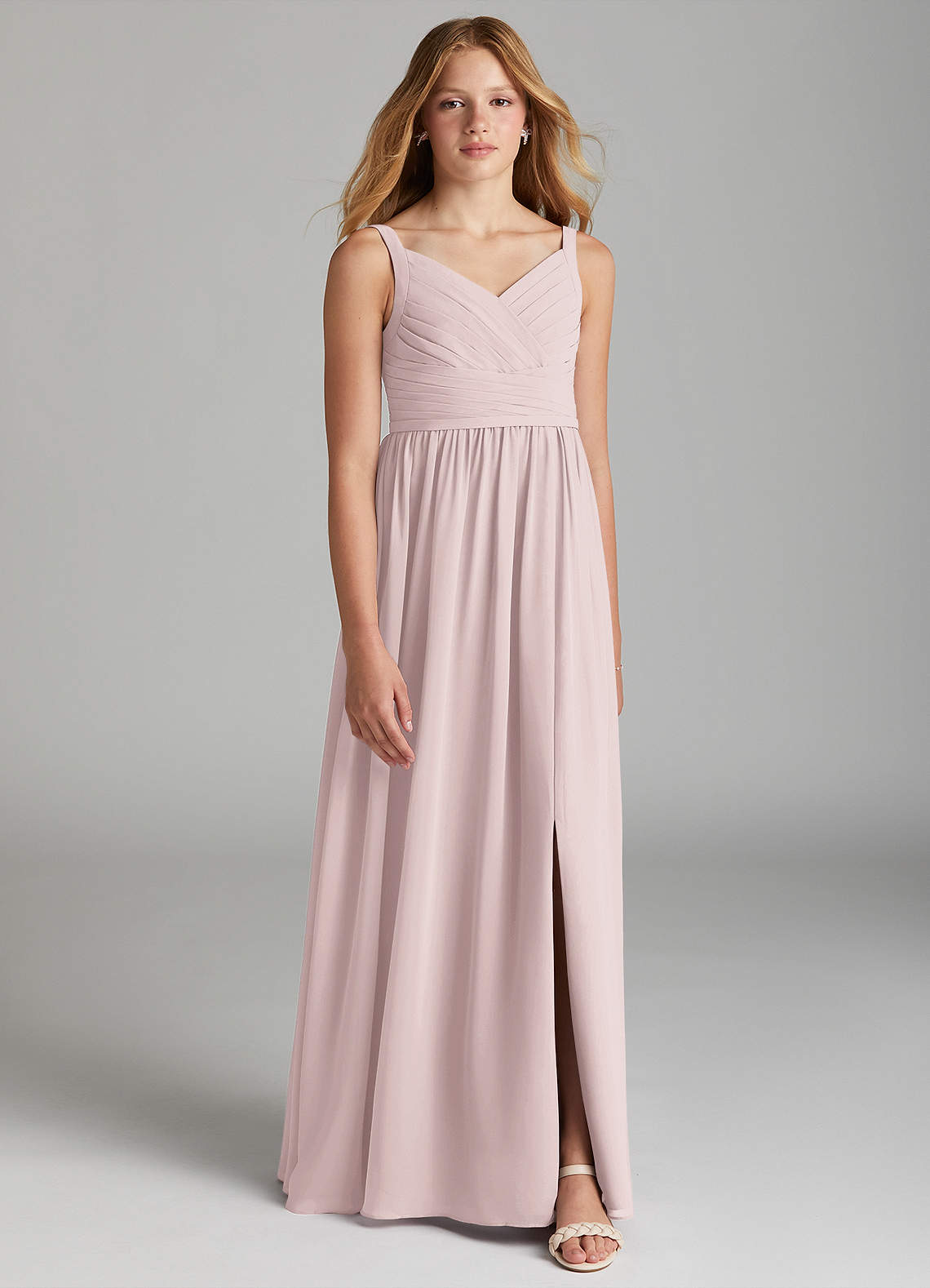 Azazie Chanel Junior Jurk van Chiffon met A-Lijn Sweetheart Halslijn Blozend Roze image1