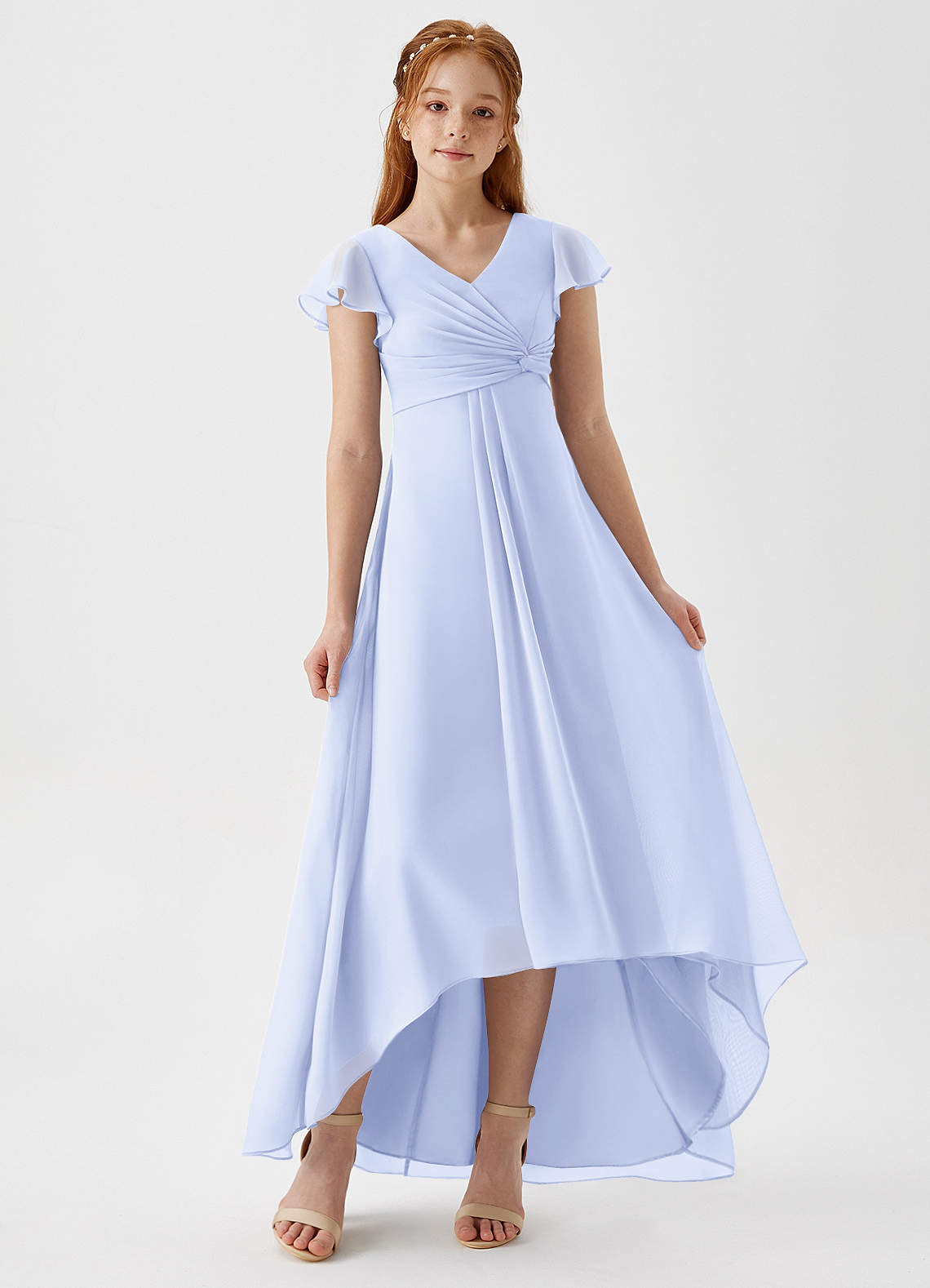 blue dress for baby girl Grape Junior Bridesmaid Dresses,Chiffon Long Junior Bridesmaid Dress,J