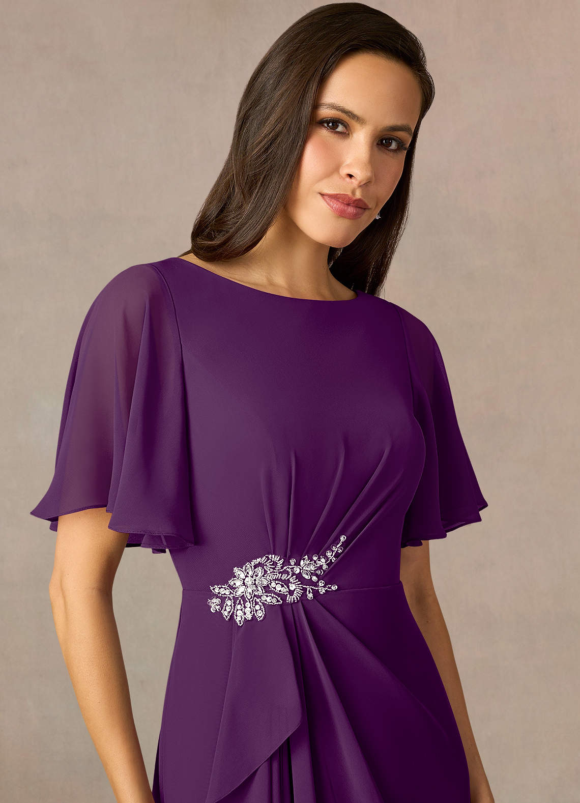 Azazie Rain Mother of the Bride Dresses Grape Sheath Beaded Chiffon Dress image9